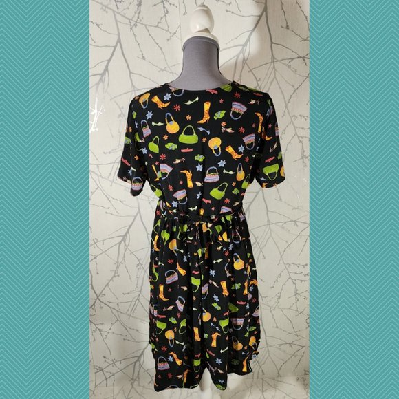 Coldwater Creek Shopping Accessory Print Square Neck Midi Dress - Picture 4 of 5